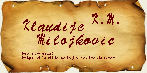 Klaudije Milojković vizit kartica